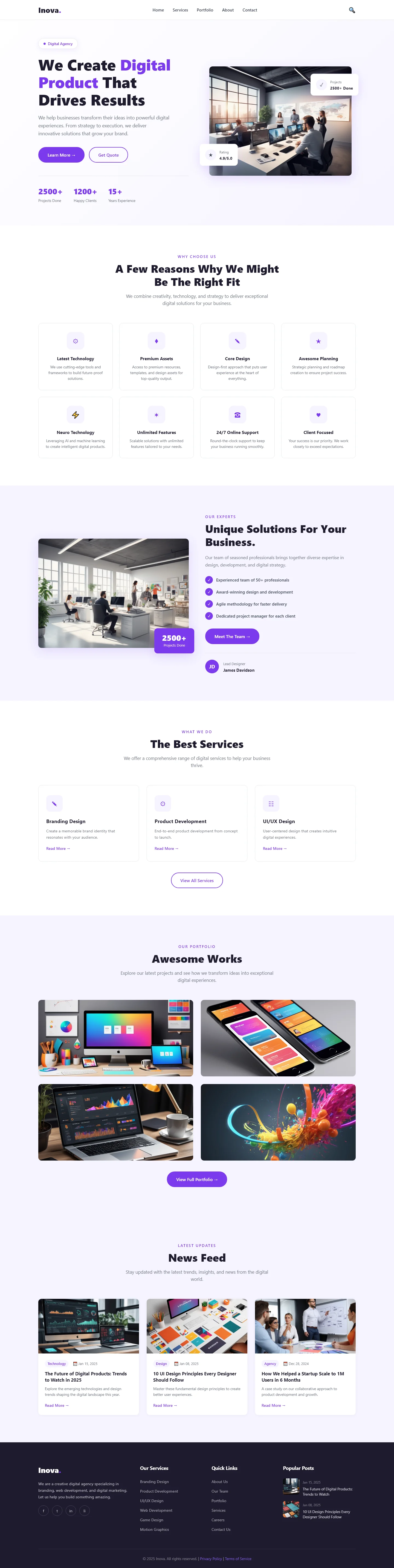 Inova: We Create Powerful Digital Experiences | बिज़नेस और कंसल्टिंग — Free HTML5 Tailwind CSS Website Template Preview