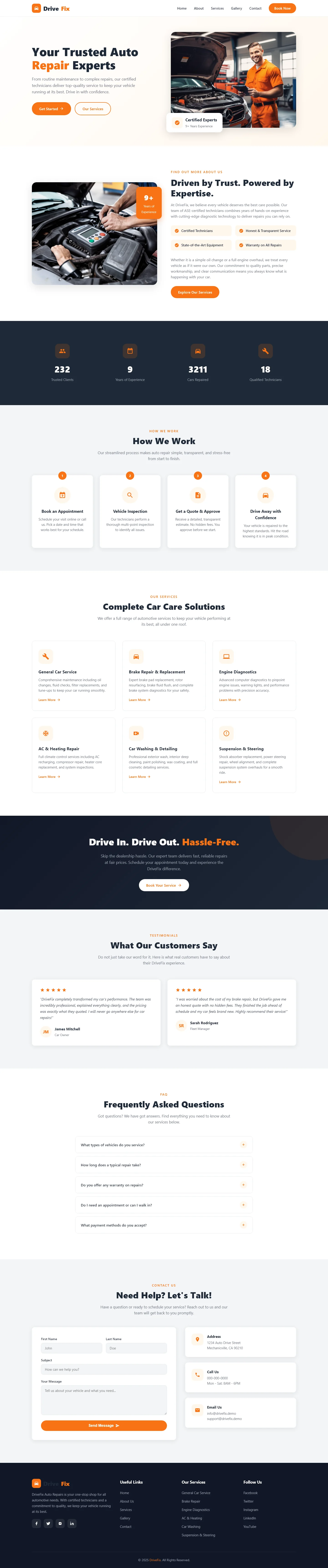 DriveFix - Auto Repair | Automotive — Free HTML5 Tailwind CSS Website Template Preview