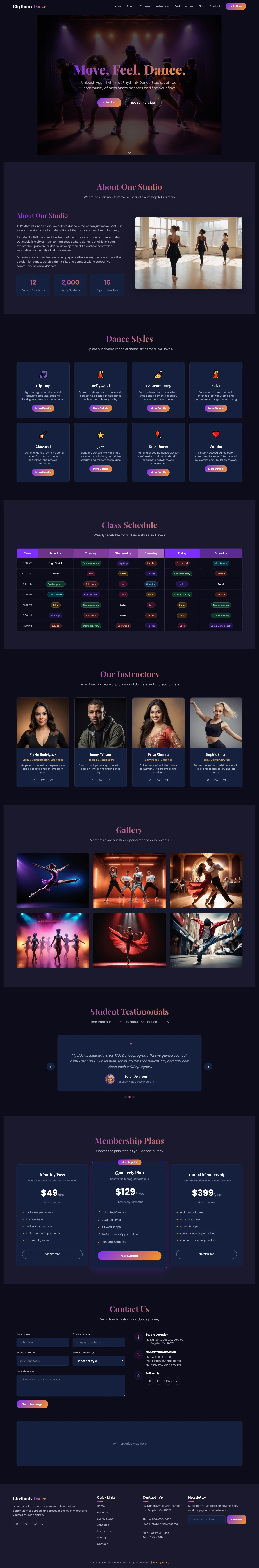 Rhythmix Dance - Move. Feel. Dance. | Fitness & Sports — Free HTML5 Tailwind CSS Website Template Preview