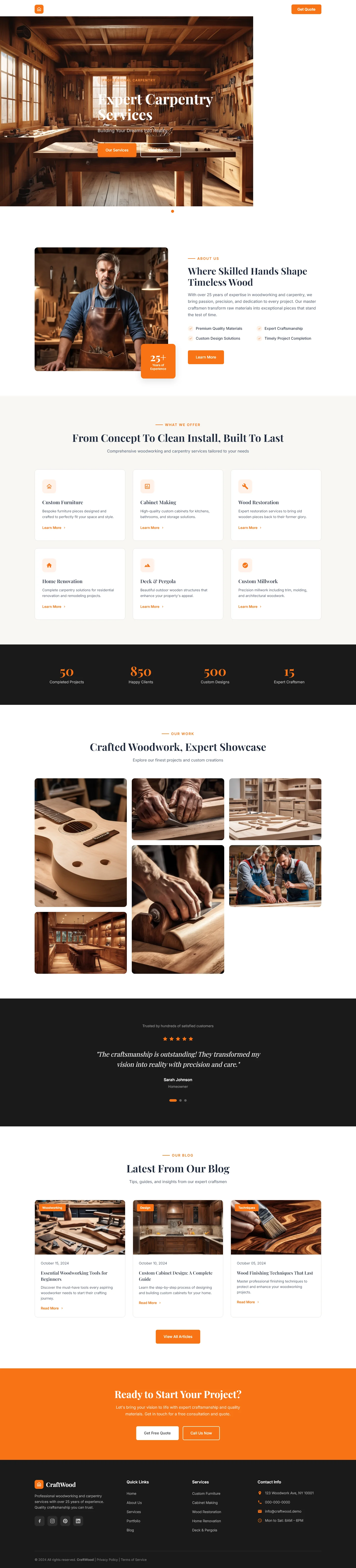 CraftWood: Expert Carpentry Services | Home Services — Free HTML5 Tailwind CSS Website Template Preview