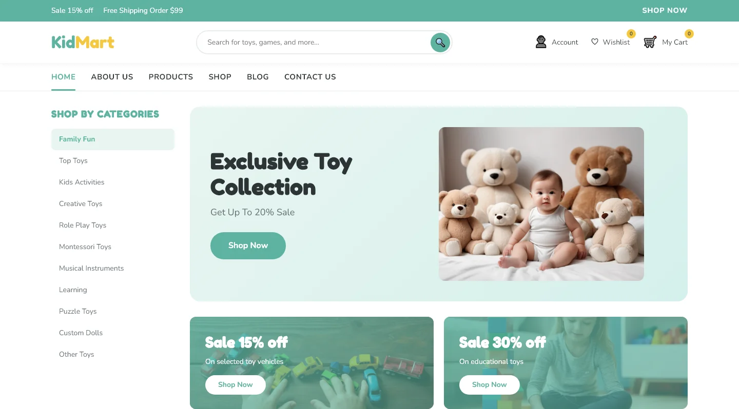 Welcome to KidMart | एजुकेशन और किड्स — Free Education & Kids Website Template | HTML5 Tailwind CSS