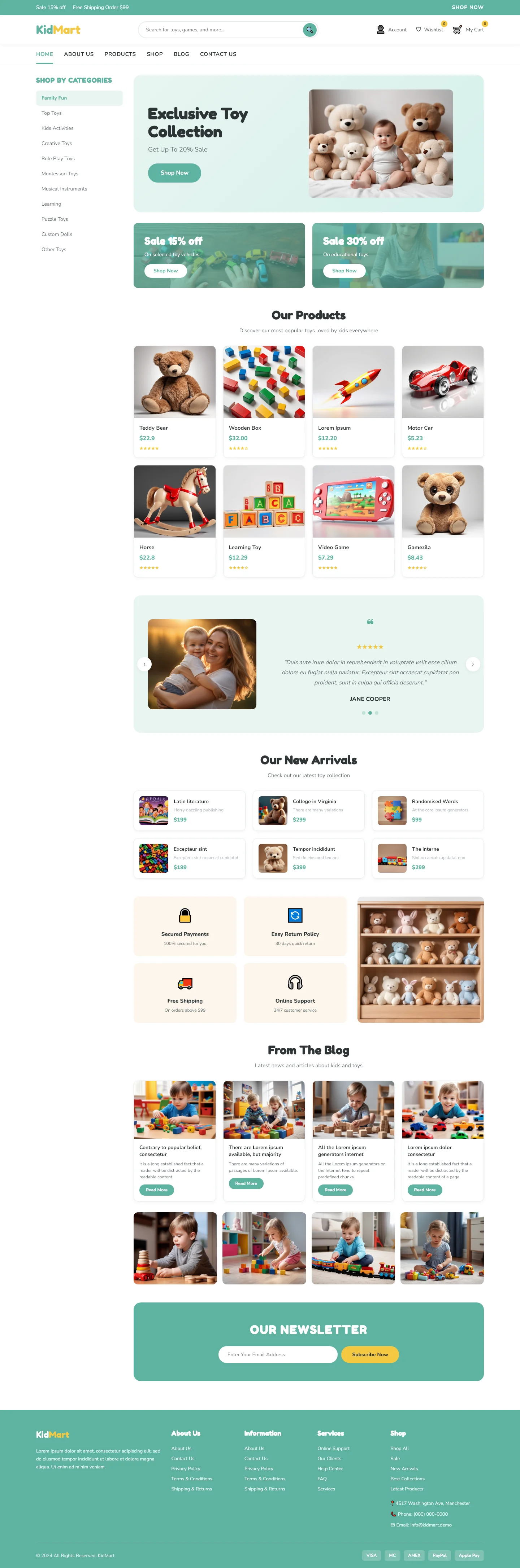 Welcome to KidMart | एजुकेशन और किड्स — Free HTML5 Tailwind CSS Website Template Preview