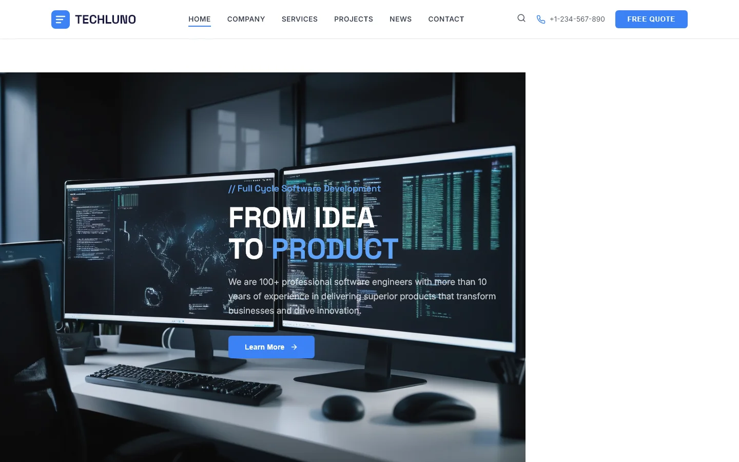 TechLuno - From Idea to Full Cycle Software Development | IT और सॉफ़्टवेयर — Free IT & Software Website Template | HTML5 Tailwind CSS