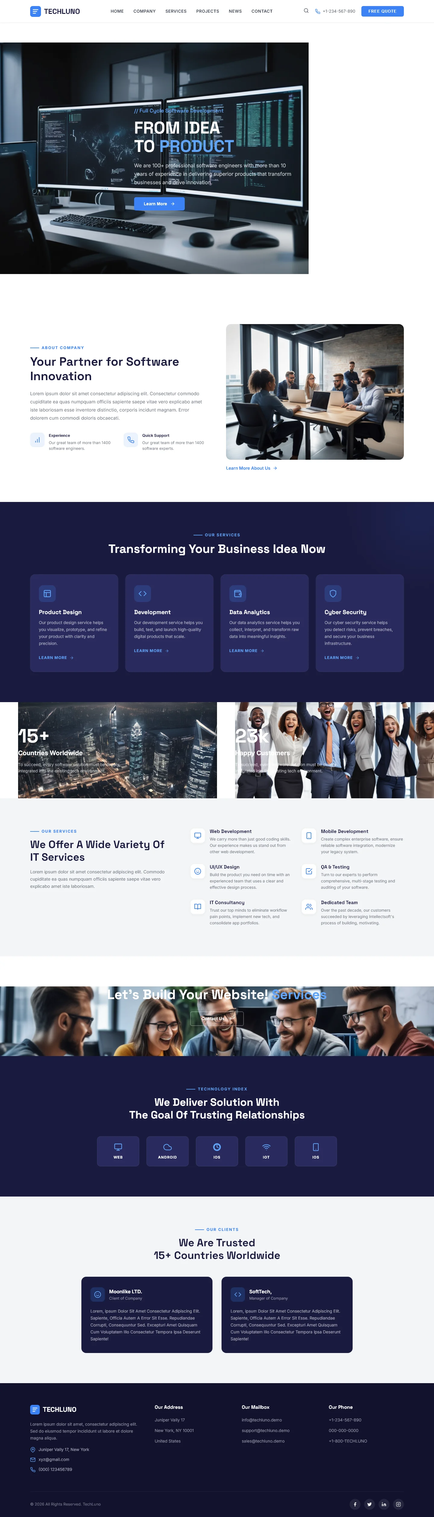 TechLuno - From Idea to Full Cycle Software Development | IT और सॉफ़्टवेयर — Free HTML5 Tailwind CSS Website Template Preview