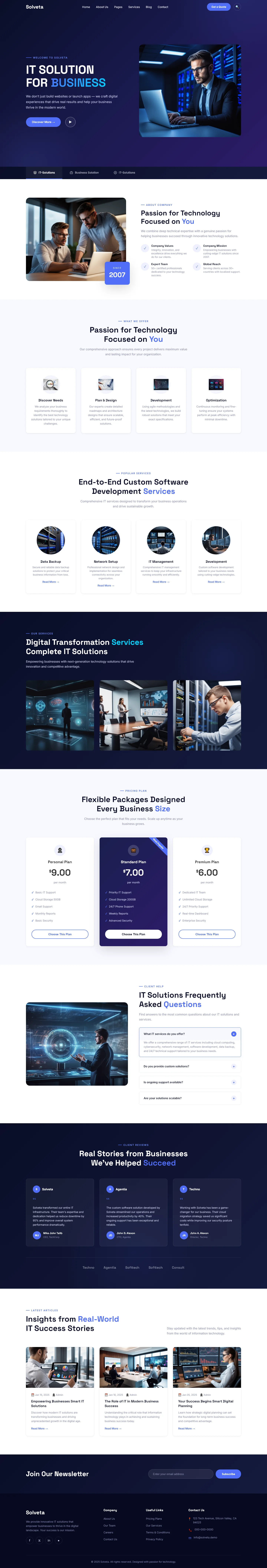 Solveta: IT Solutions for Modern Business | IT और सॉफ़्टवेयर — Free HTML5 Tailwind CSS Website Template Preview