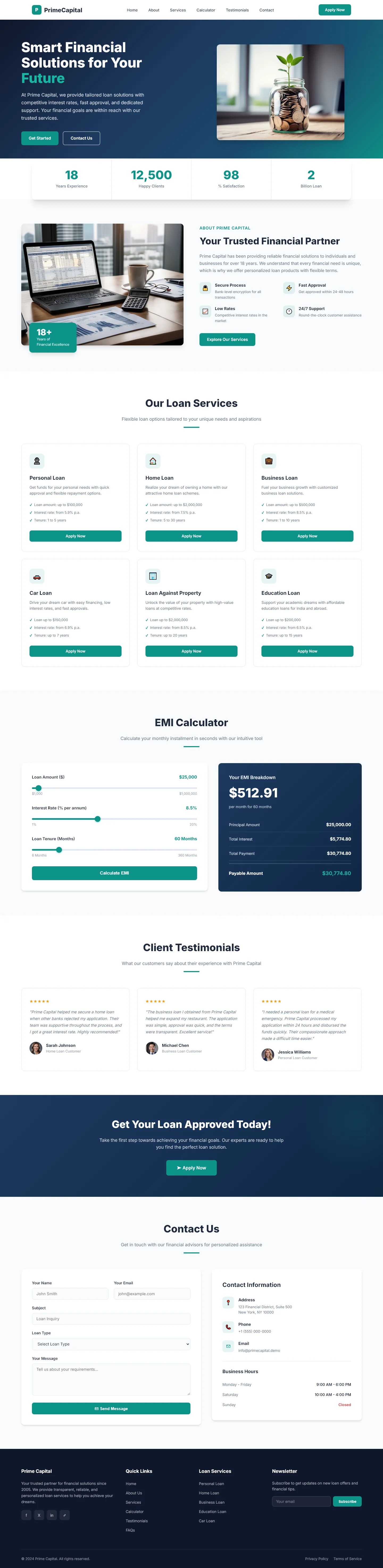 PrimeCapital - Finance & Loans | Finance & Insurance — Free HTML5 Tailwind CSS Website Template Preview