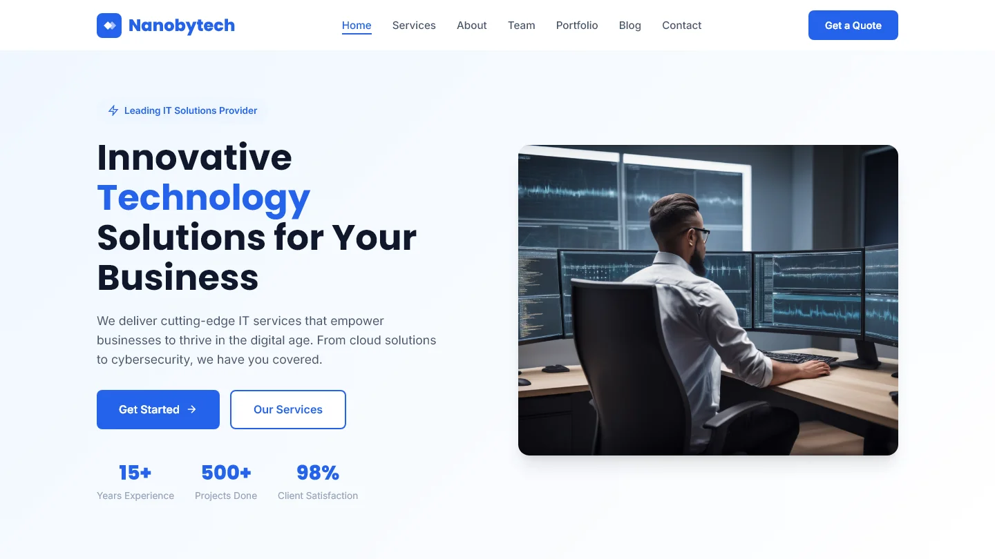 Nanobytech - Innovative IT Services for the Digital Age | IT और सॉफ़्टवेयर — Free IT & Software Website Template | HTML5 Tailwind CSS