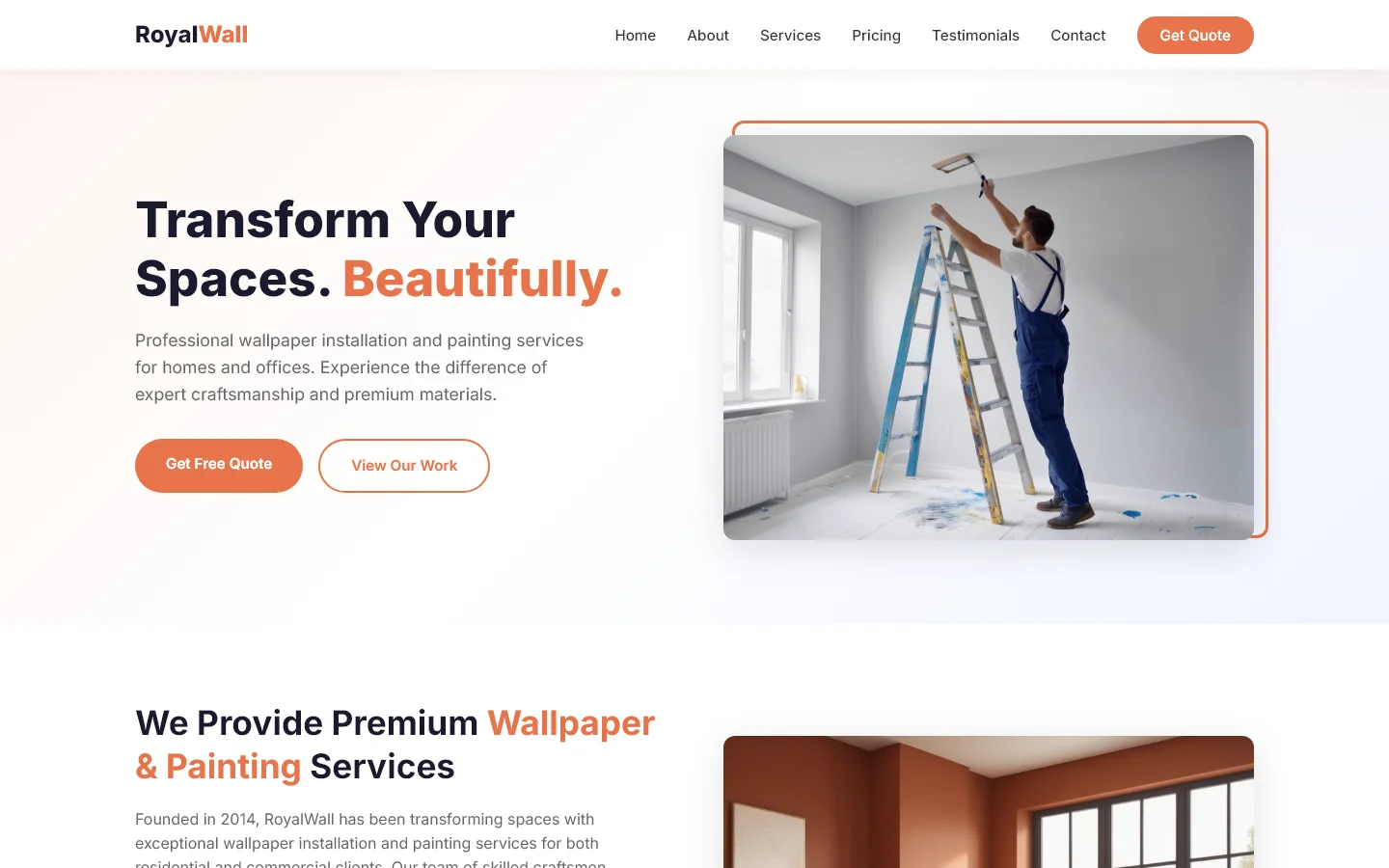 RoyalWall - Wallpaper & Painting | Home Services — Free Home Services Website Template | HTML5 Tailwind CSS