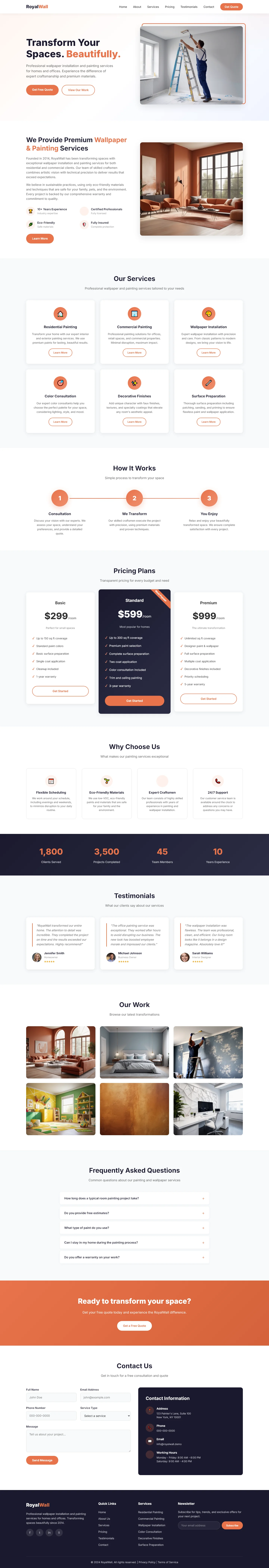 RoyalWall - Wallpaper & Painting | Home Services — Free HTML5 Tailwind CSS Website Template Preview