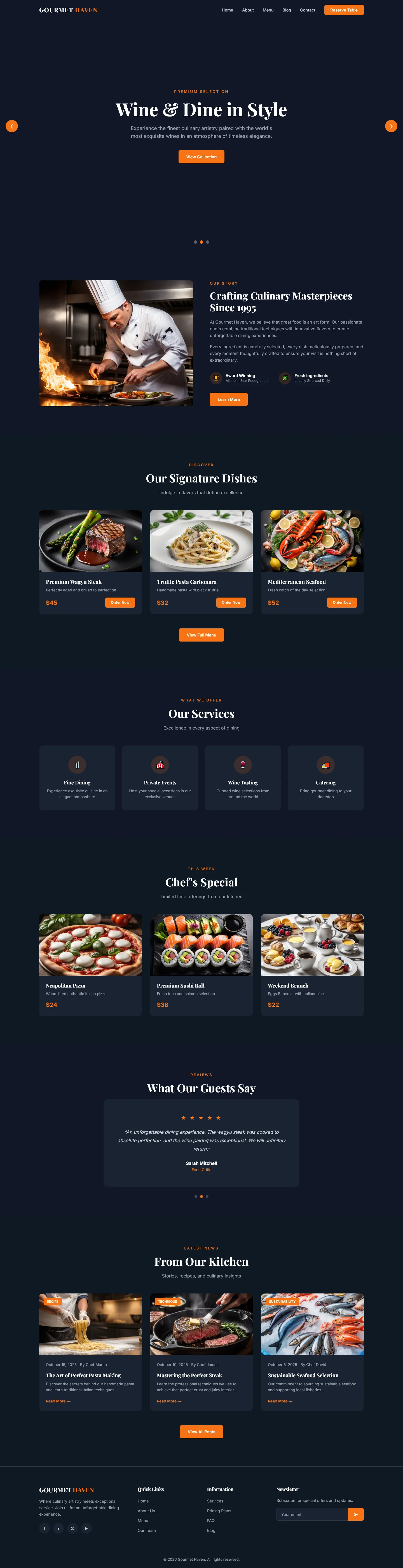 Gourmet Haven: Wine & Dine in Style | रेस्तरां और फ़ूड — Free HTML5 Tailwind CSS Website Template Preview