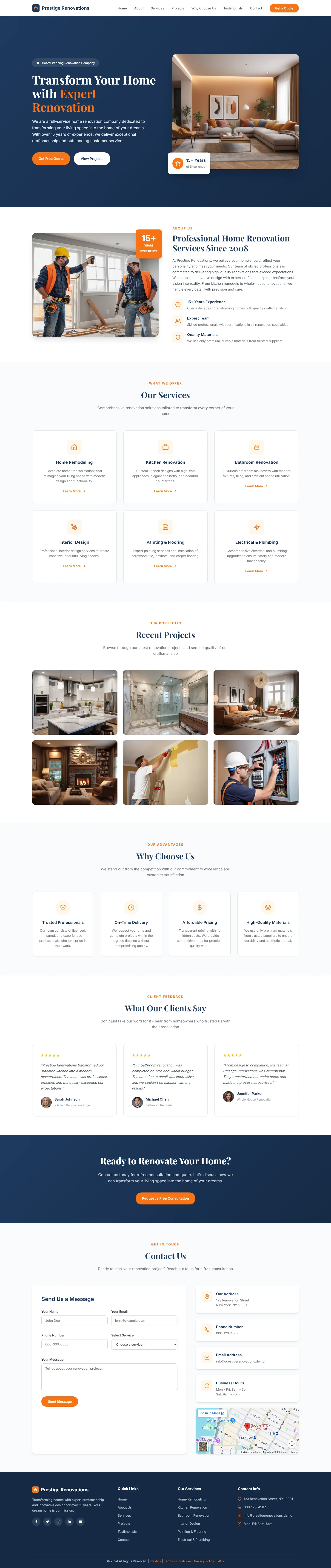 Prestige Renovations - Transform Your Home with Expert Renovation | Real Estate & Construction — Free HTML5 Tailwind CSS Website Template Preview