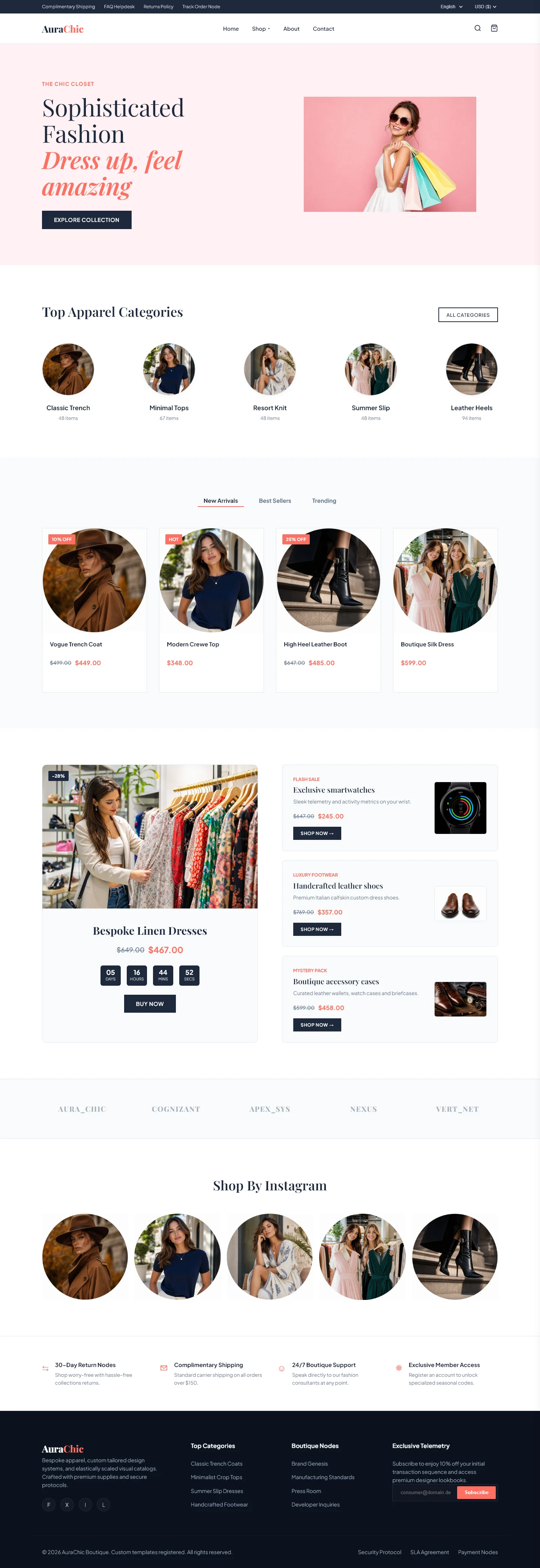 AuraChic Boutique - Fashion | Fashion & Store — Free HTML5 Tailwind CSS Website Template Preview